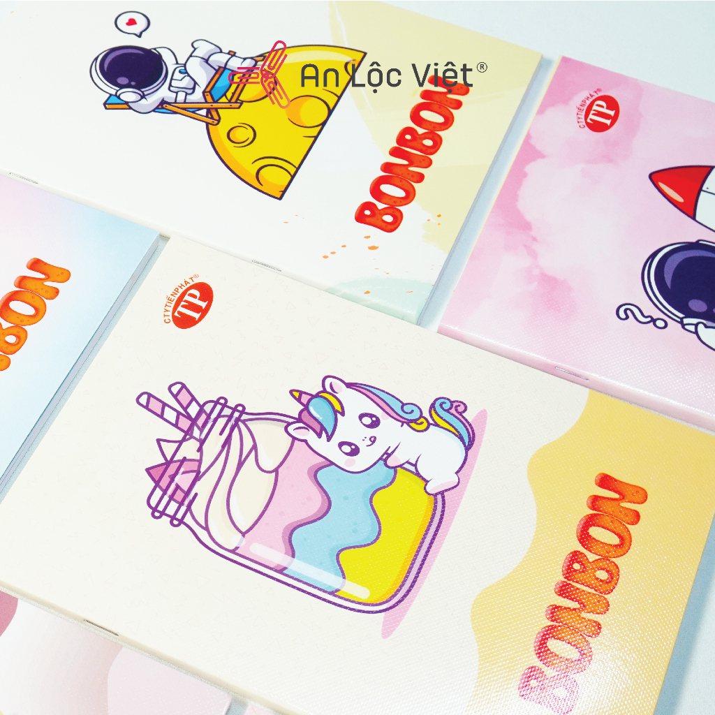 Tập 4 ô ly 96 trang Bon Bon 80gsm, dòng tập vở học sinh cao cấp viết không lem