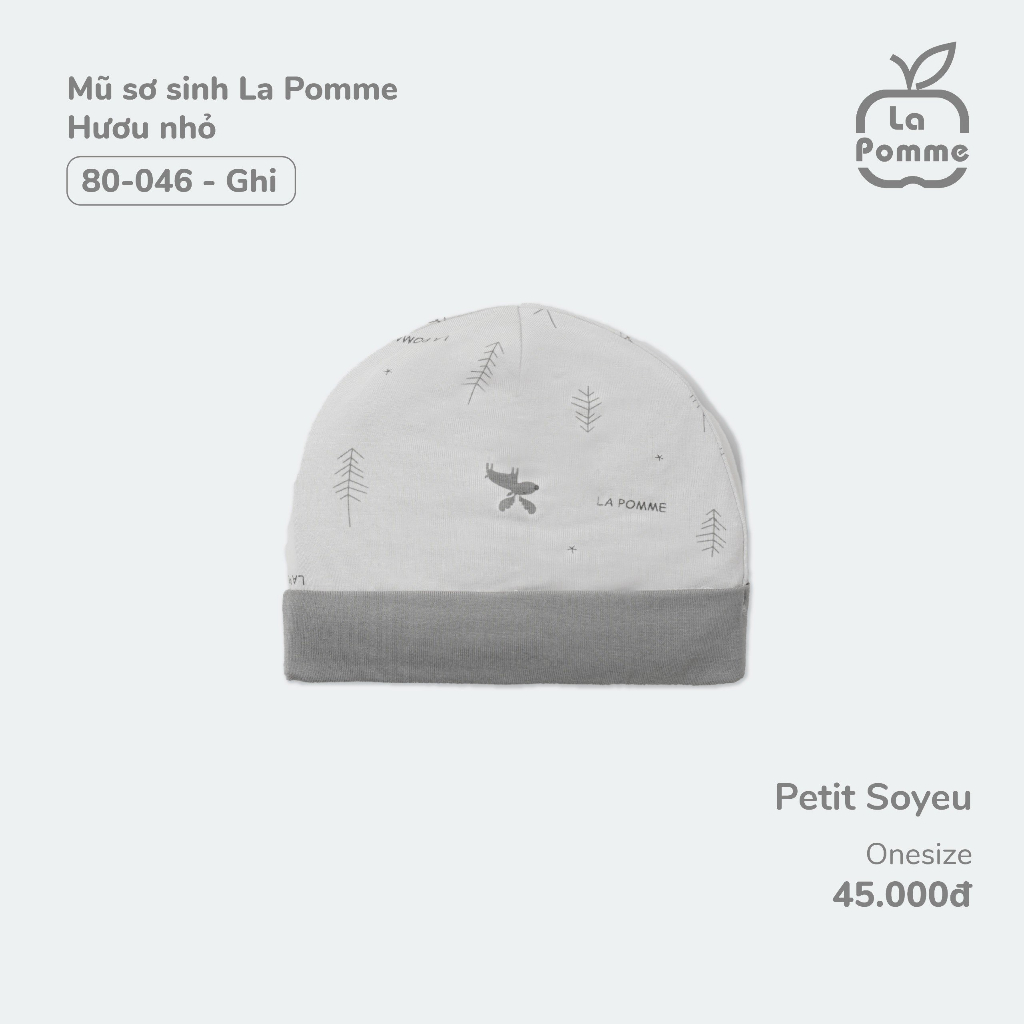 Lapomme - Mũ sơ sinh La Pomme Hươu nhỏ - Nâu Ghi NB