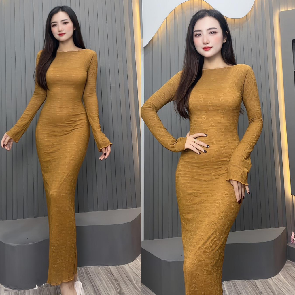 Đ49 Váy Body Tay Dài Loe Ren Hoa  Phù Hợp Đi Tiệc, Đi Chơi,.... Size S, M