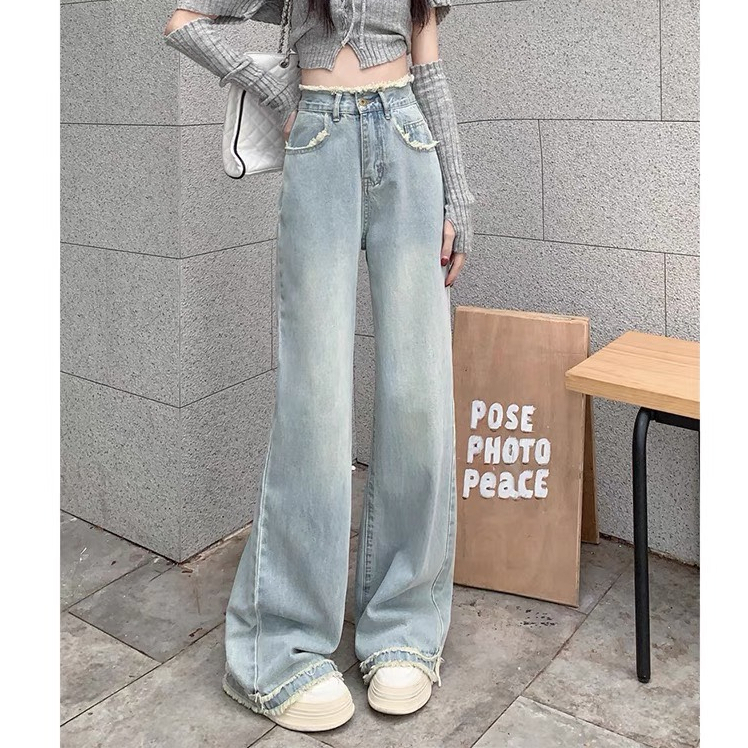 Quần Jeans Nữ Ống Rộng Tua Rua 2 Tầng, Quần Bò Nữ Ống Đứng Co Giãn 4 Chiều Cao Cấp QC20 | BigBuy360 - bigbuy360.vn