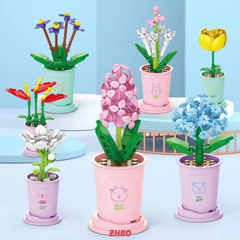 Đồ chơi lắp ráp Lego Hoa May Mắn 12 Trang chủ, mô hình lắp ráp Lego Chậu Hoa Mini để trang trí decor bàn học