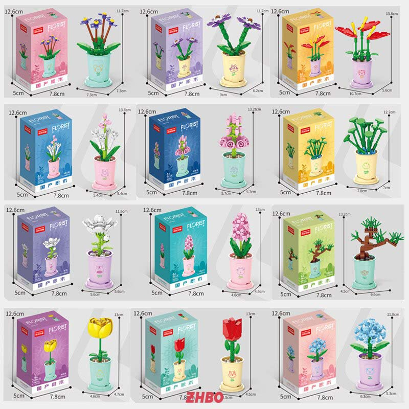 Đồ chơi lắp ráp Lego Hoa May Mắn 12 Trang chủ, mô hình lắp ráp Lego Chậu Hoa Mini để trang trí decor bàn học