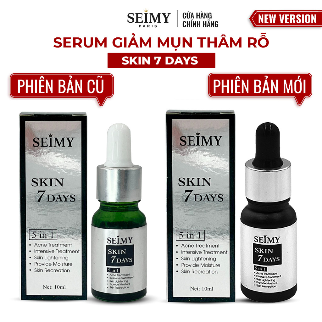 Serum giảm mụn thâm rỗ Seimy - Skin 7 Days - Công dụng 5 trong 1 hiệu quả sau 7 ngày 10ml