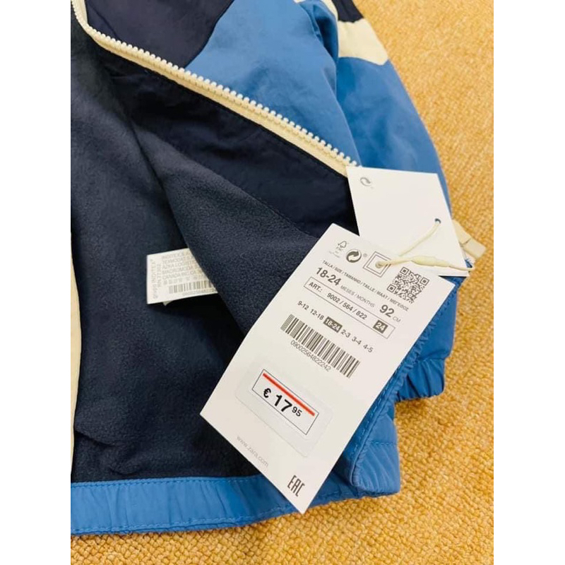 Áo khoác gió zara dư xịn lót nỉ sz 9/12-4/5y