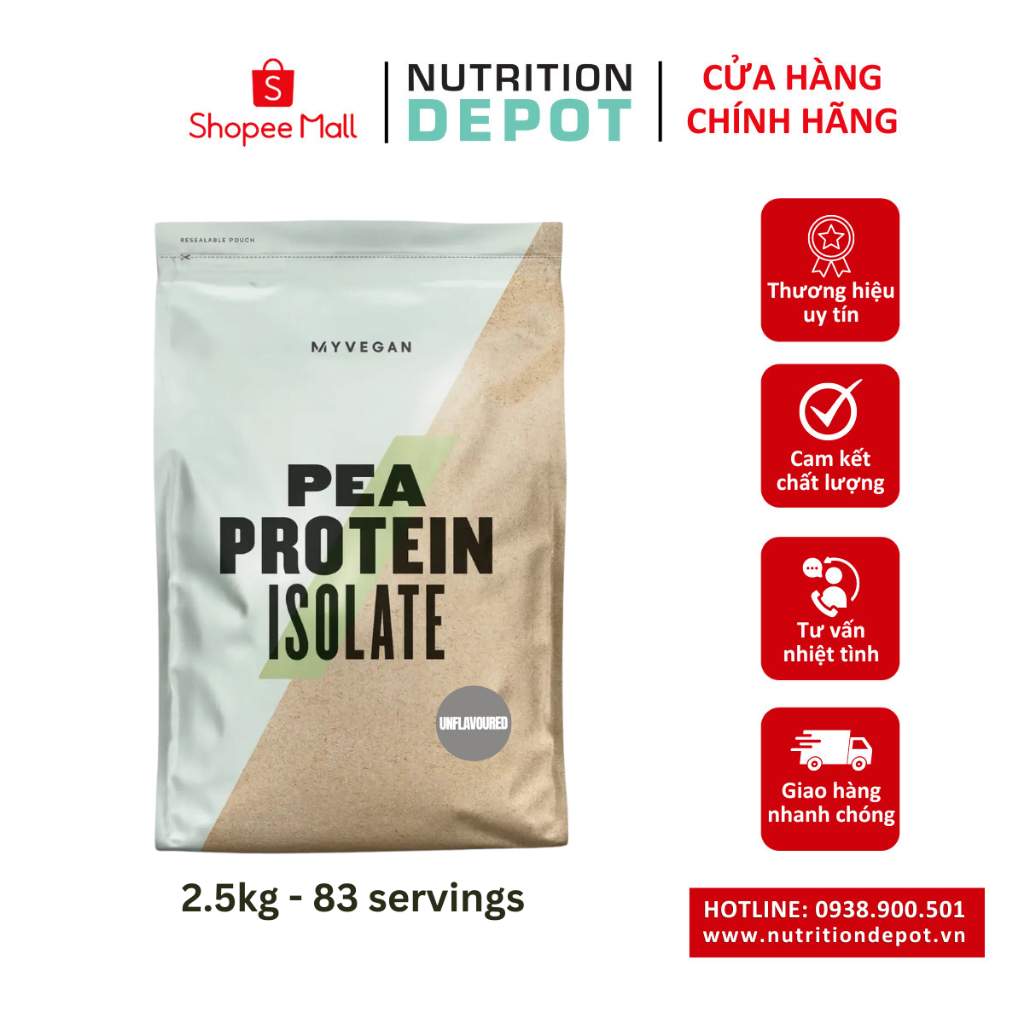 Bột Pea Protein Isolate Myprotein - Sữa bổ sung đạm thực vật từ đậu hà lan 2.5kg - Nutrition Depot Vietnam