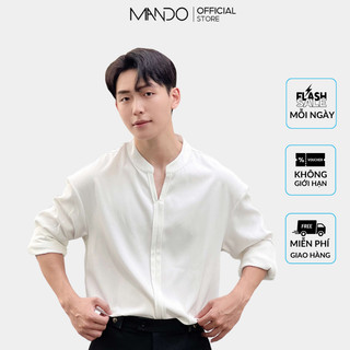 Áo Sơ Mi Nam Form Rộng Dài Tay Cổ Trụ Hàn Quốc Mando Chất Vải Chéo Hàn Chống Nhăn Thoáng Mát - SHT015