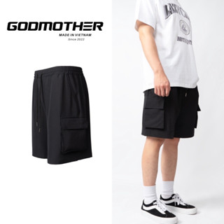 Quần Short Dù Túi Hộp GODMOTHER Quần Lửng Cạp Chun Nam Nữ Menswear