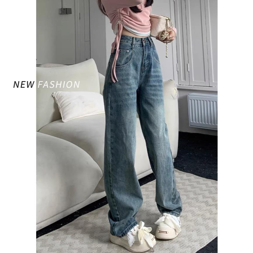 Quần Jeans Nữ Ống Rộng Chất Liệu Denim, Quần Bò Nữ Ống Đứng Cạp Cao Hack Dáng QC40