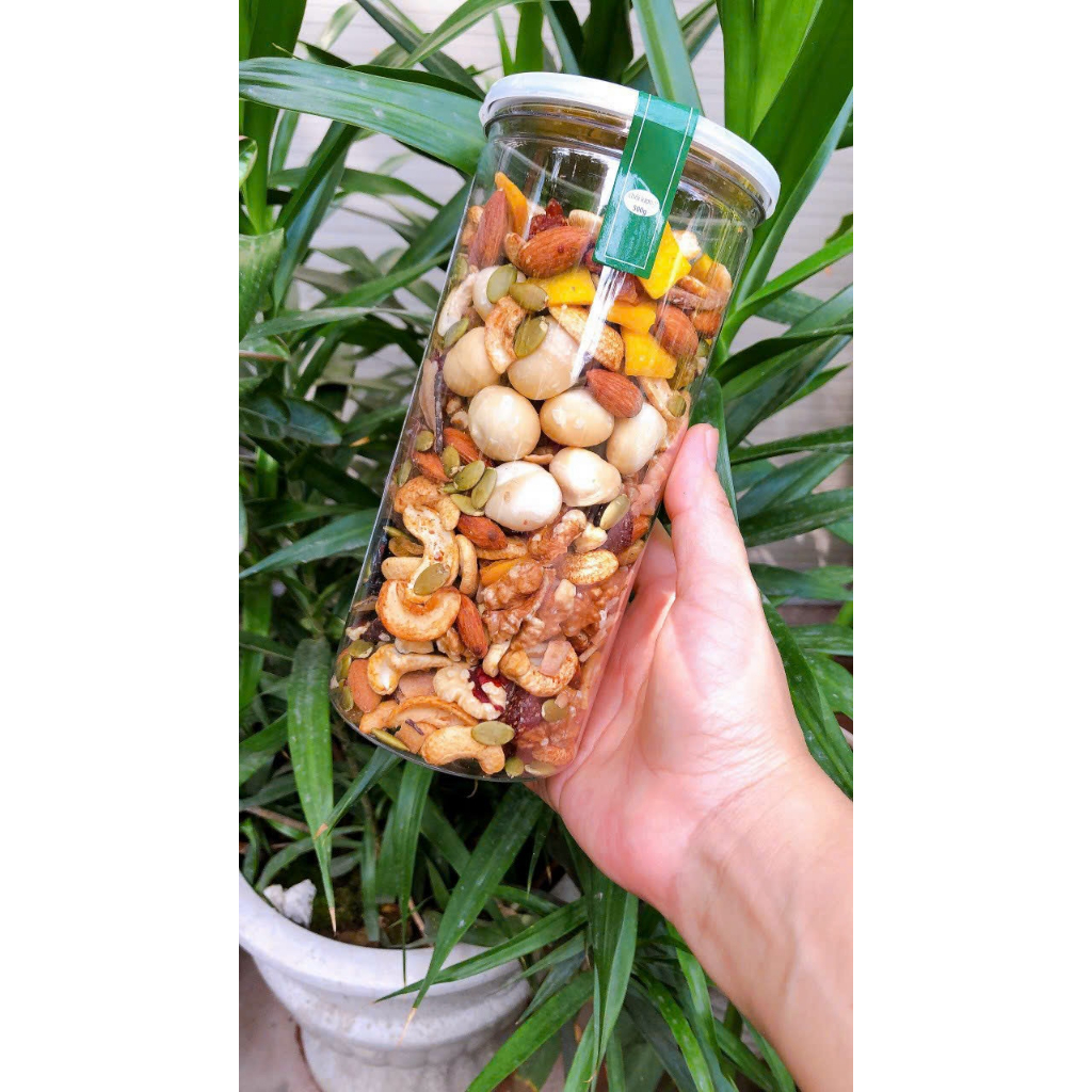 HỘP 500G GRANOLA KHÔNG YẾN MẠCH, MIX 5 LOẠI HẠT ÓC CHÓ+ĐIỀU+HẠNH NHÂN+MACCA+HẠT BÍ SIÊU NGON-GKY