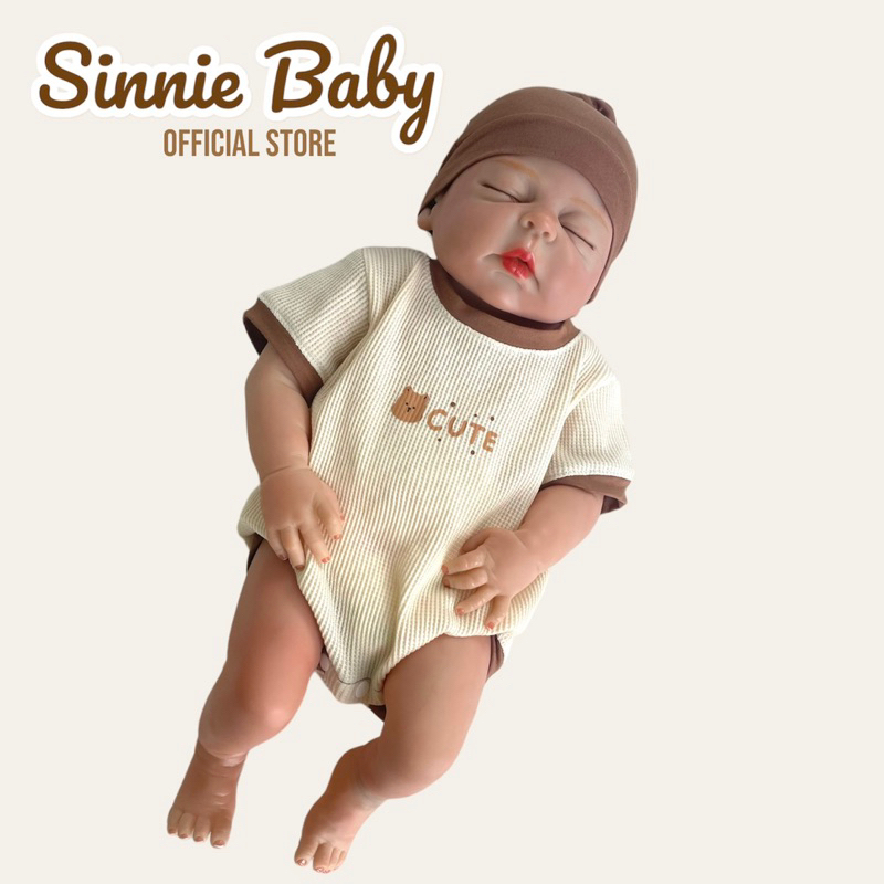 Bodysuit viền nâu Sinnie, body cotton tổ ong cho bé siêu thoáng mát