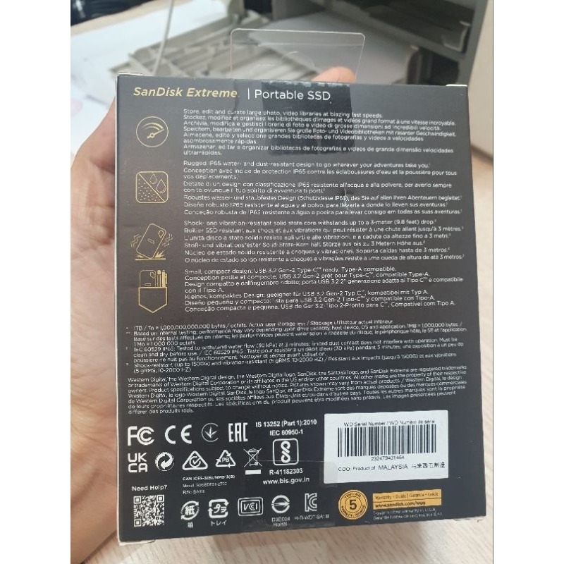 Ổ cứng di động SSD 500GB 1TB 2TB Sandisk Extreme E61 USB3.2 Gen 2 - Bảo hành 3 năm
