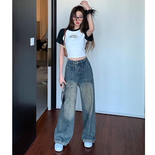 Quần Jeans Nữ Ống Rộng Chất Liệu Denim Cao Cấp, Quần Bò Nữ Ống Đứng Giặt Không Phai Màu QC33 | BigBuy360 - bigbuy360.vn