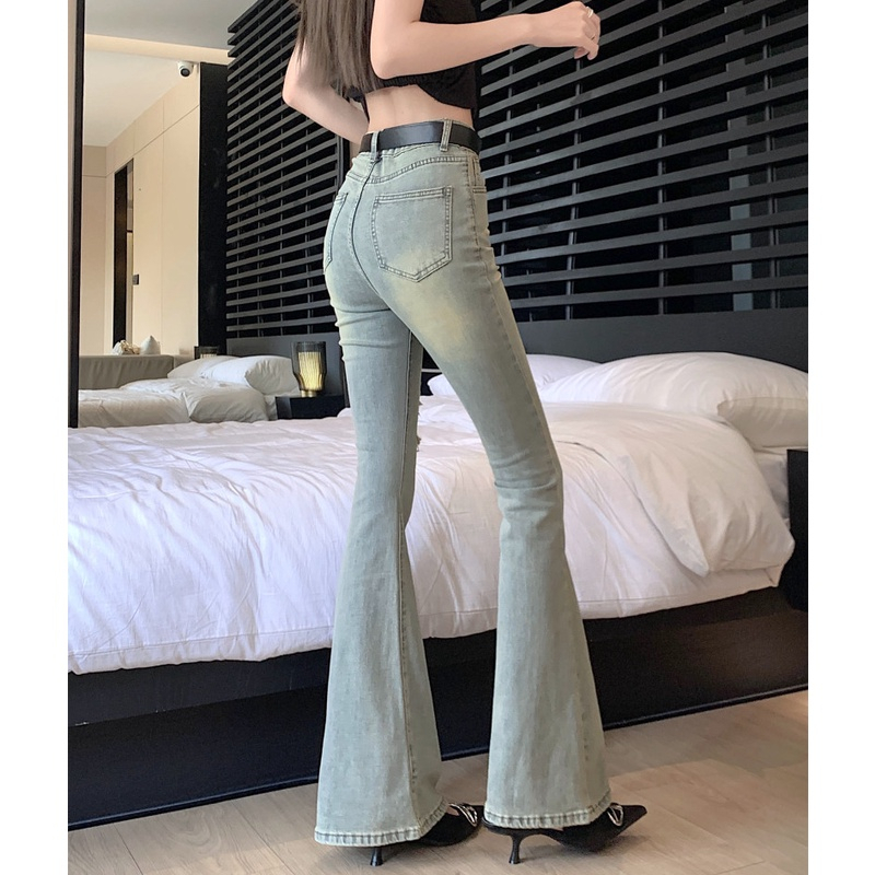 Quần Jeans Nữ Ống Loe Chất Co Giãn, Quần Bò Nữ Ống Loe Rách Đùi Chất Liệu Denim Cao Cấp QC37 | BigBuy360 - bigbuy360.vn