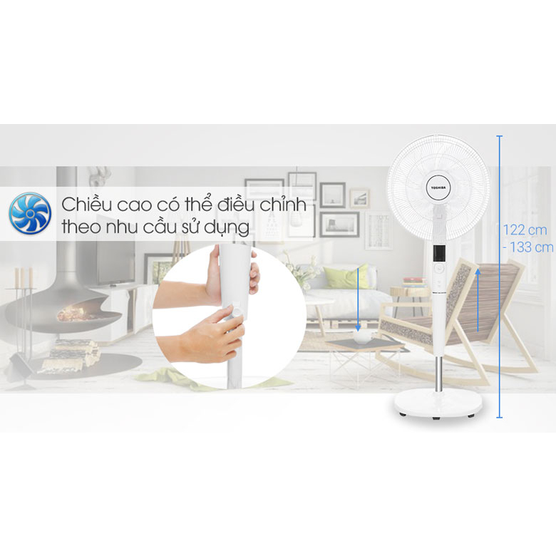 Quạt cây Toshiba F-LSD30VN 9 cánh, có khiển, động cơ Inverter, chính hãng, bảo hành 12 tháng