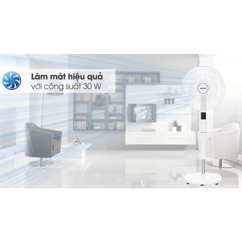 Quạt cây Toshiba F-LSD30VN 9 cánh, có khiển, động cơ Inverter, chính hãng, bảo hành 12 tháng