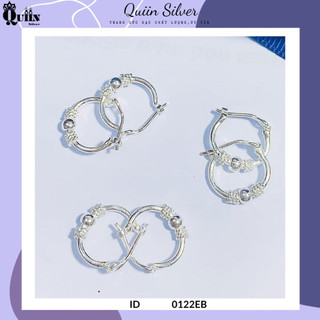 Bông tai/Khuyên tai bạc ta, bạc S925 Quiin - Khuyên bấm mix bi dành cho bé gái 0122EB