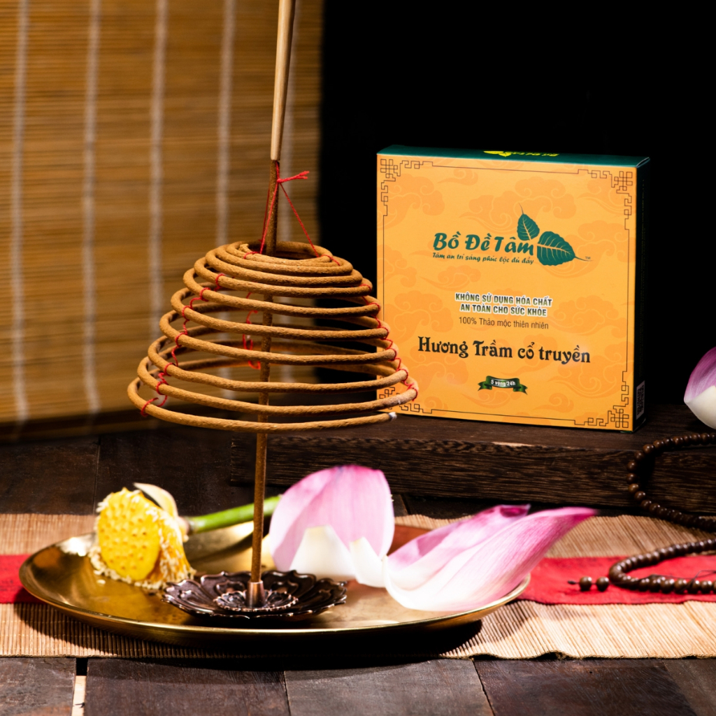 Combo 2 Hộp Hương Trầm Vòng Bồ Đề Tâm 5 Vòng 24 Giờ Mùi Thơm Tự Nhiên Không Hóa Chất