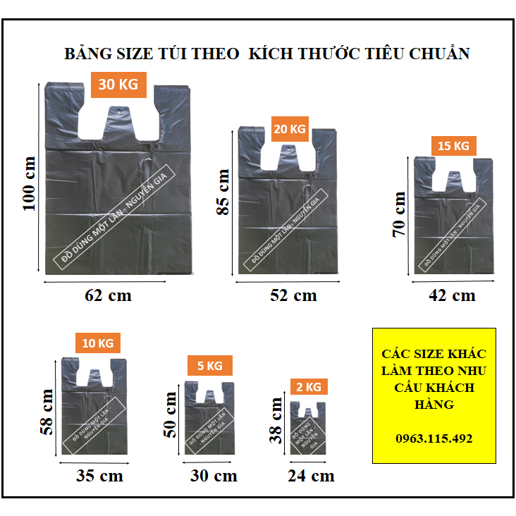 Túi đựng rác, túi bóng đen, túi nilon đen, đủ các size 30kg,20kg,15kg,10kg,5kg,3kg,2kg,1kg