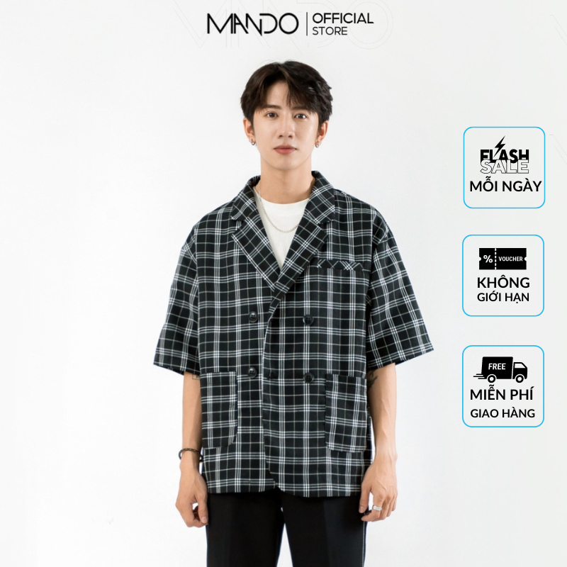 Áo Blazer Tay Lỡ Nam Cổ Ve Xuôi MANDO Chất Liệu Flannel Cao Cấp, Mềm Mịn Không Co Nhăn, Thiết Kế Basic AVH017