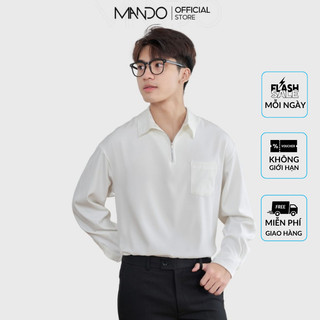 Áo Sơ Mi Nam Dài Tay MANDO Thiết Kế Cổ Khóa Kéo, Chất Liệu Vải Chéo Hàn, Thiết Kế Basic Dễ Phối Đồ - SHT022