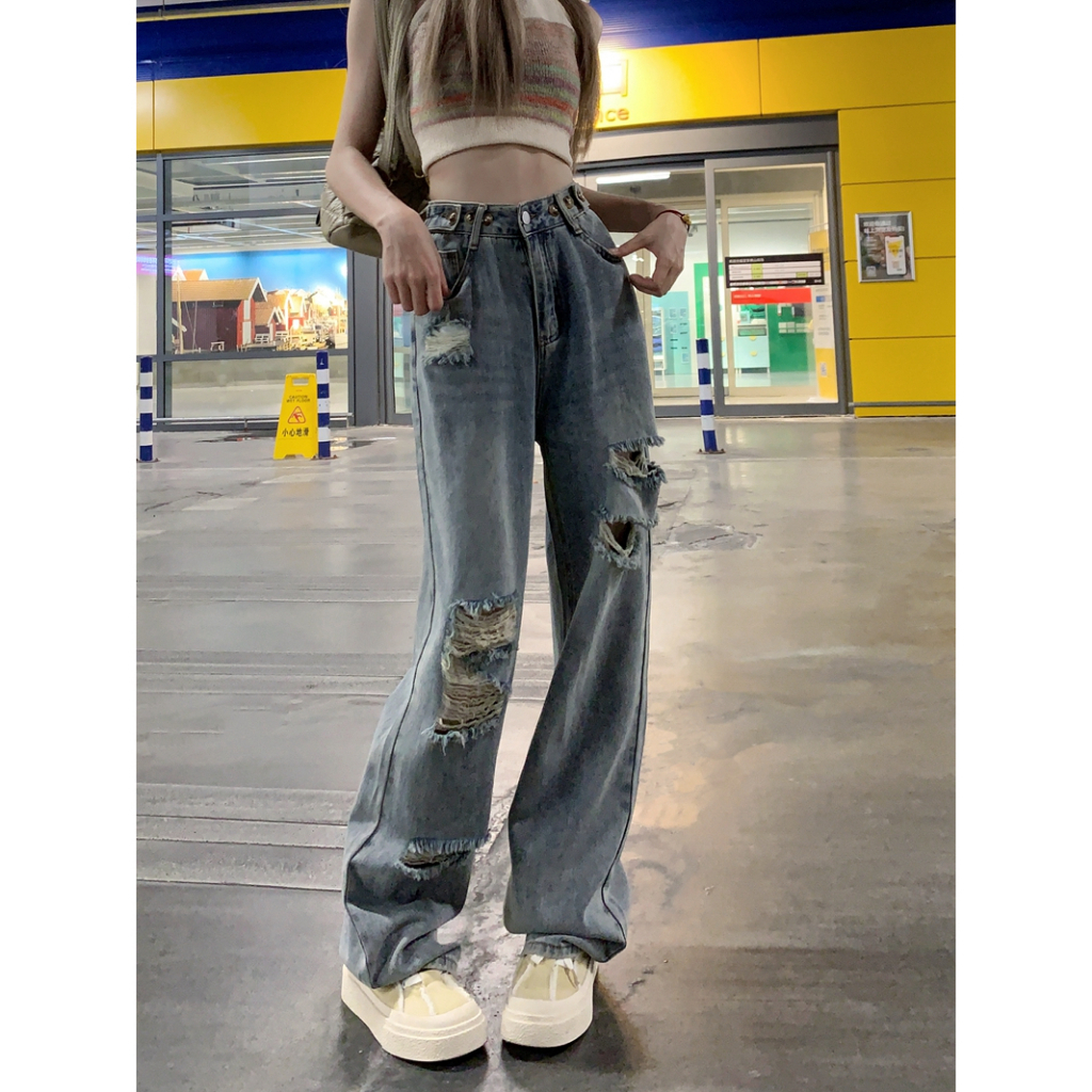 Quần Jeans Nữ Rách Cực Phong Cách, Quần Bò Nữ Ống Rộng Ống Xuông Hottrend 2023 QC06 | BigBuy360 - bigbuy360.vn
