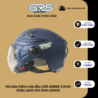  Mũ bảo hiểm nửa đầu GRS A966K 2 Kính  màu xanh tím than nhám  