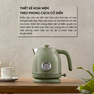 Ấm đun nước siêu tốc xiaomi 1.7l ocooker qs-1701 kiểu cổ điển, đồng hồ đo nhiệt cơ - bh 12 tháng