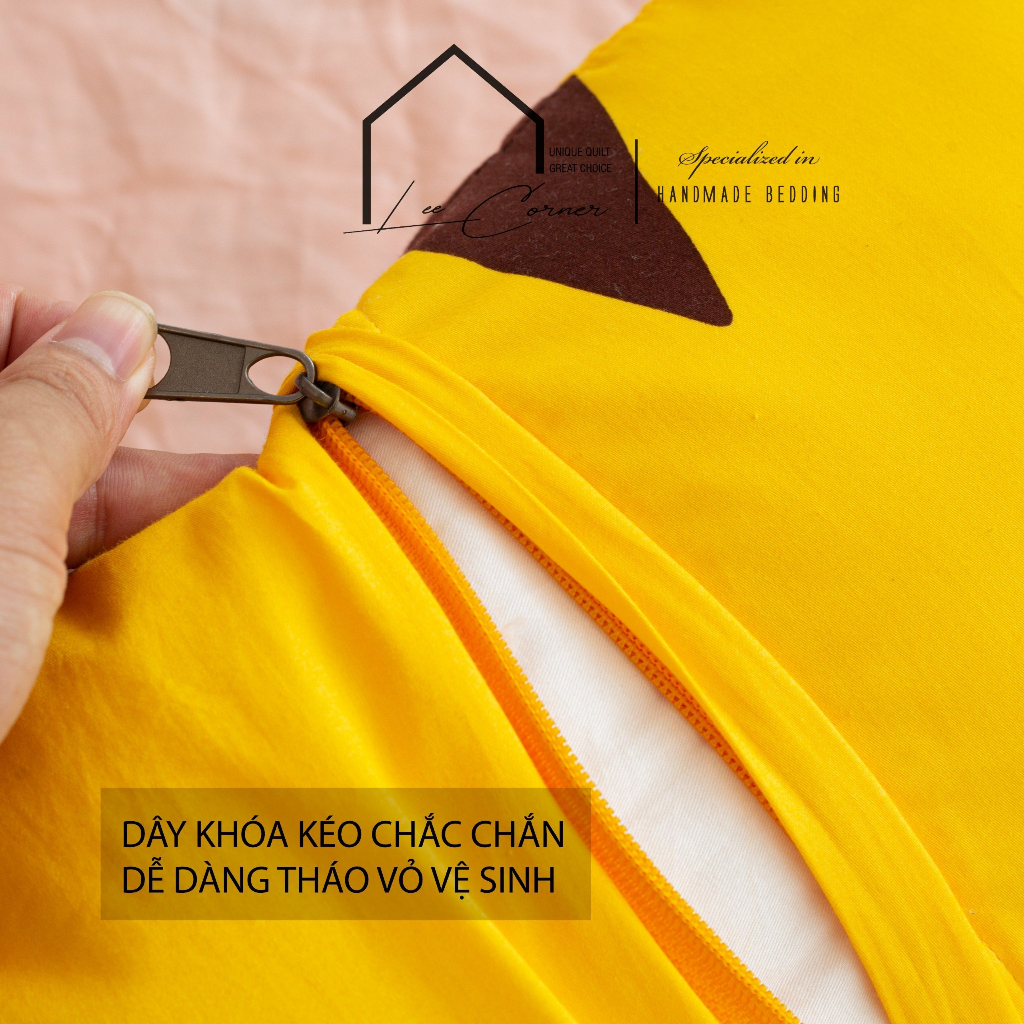 Gối em bé hình thú  LEE CORNER, vải Thô lụa Hàn 100% cotton, ruột bông microfiber lông vũ nhân tạo