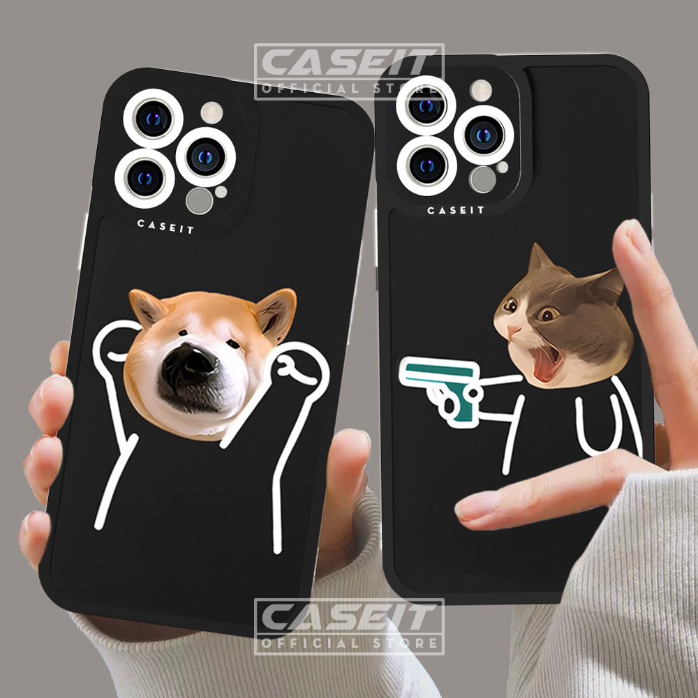 Ốp lưng iphone cạnh vuông Caseit cặp đôi ốp đôi chó mèo hài hước cute meme x/11/12/13/14/pro/max/plus/promax