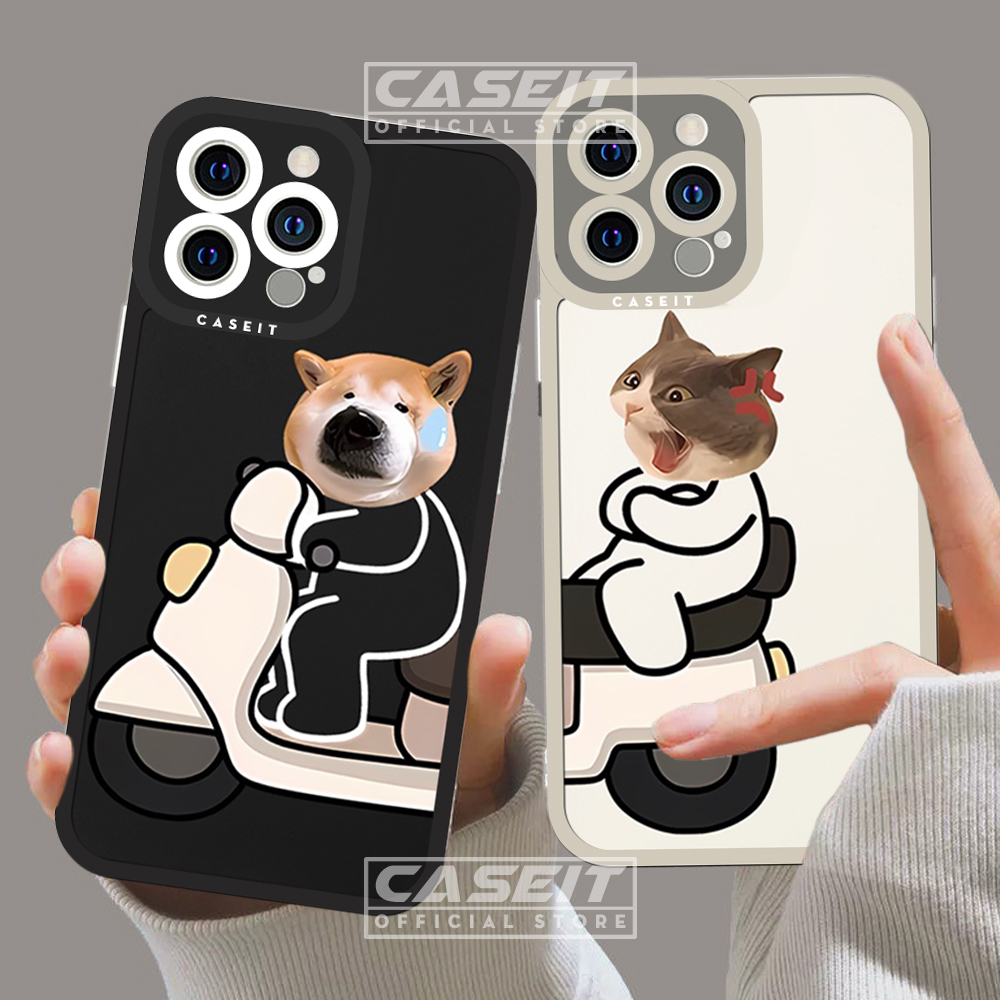 Ốp lưng iphone cạnh vuông Caseit cặp đôi ốp đôi chó mèo lái xe hài hước cute meme x/11/12/13/14/pro/
