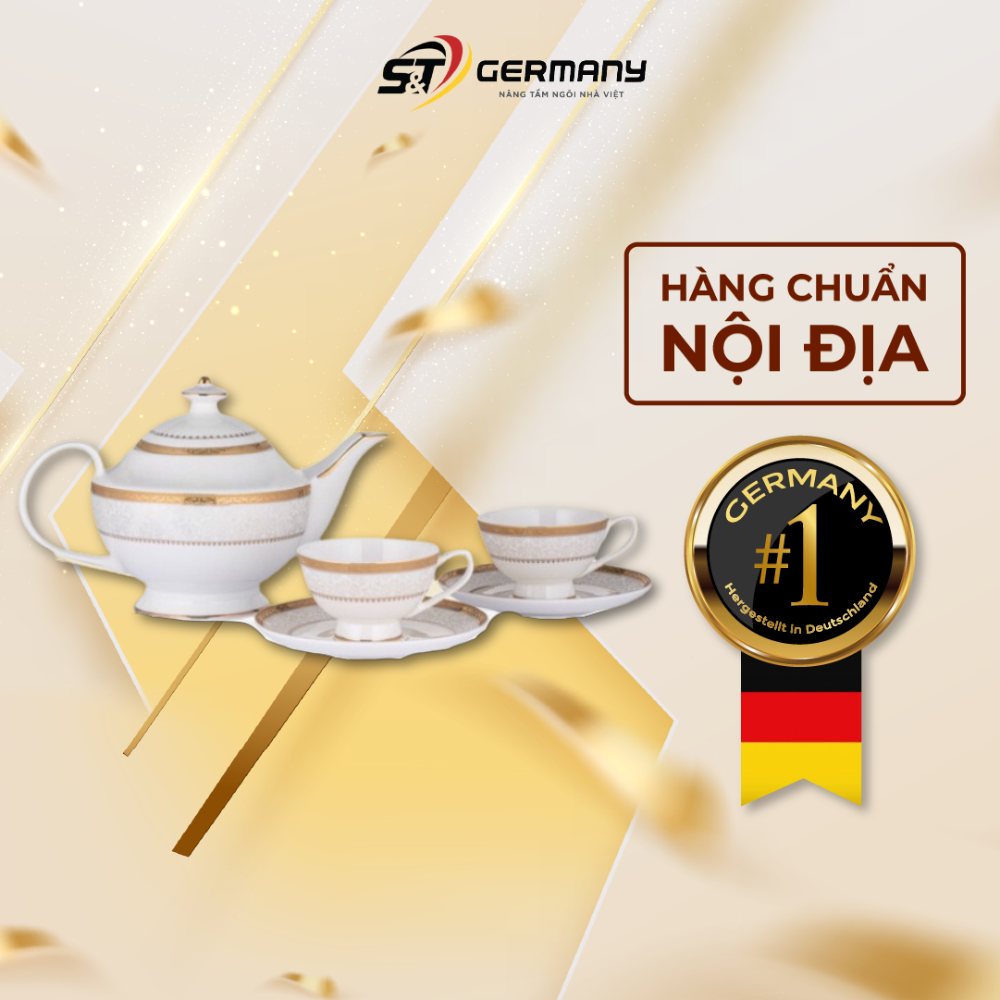 Bộ trà sứ xương Hoàng Gia Anh viền vàng Nội Địa Đức GermanySnT 290034