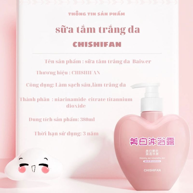 Sữa Tắm Trắng Niacinamide Hoa Anh Đào  Siêu Trắng Da Và Rất Thơm Chai 380ml