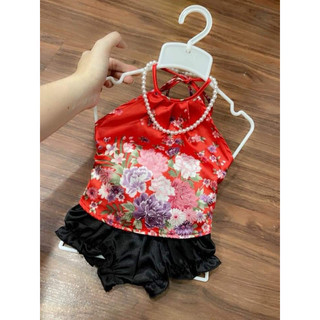 set yếm lụa kèm mấn xinh xỉu cho bé