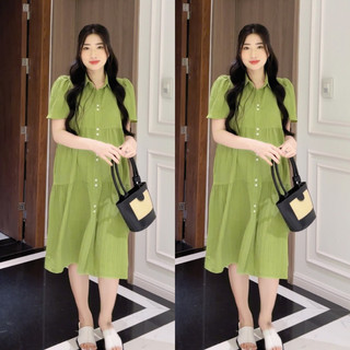 EVERMOM | Đầm bầu sơ mi babydoll tầng nút đôi Kimi