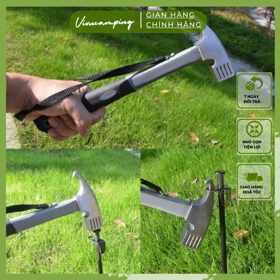 Búa Đầu Búa 2 Trong 1 Chống Mài Mòn Chuyên Dụng Cho Cắm Trại, Du Lịch, Dã Ngoại