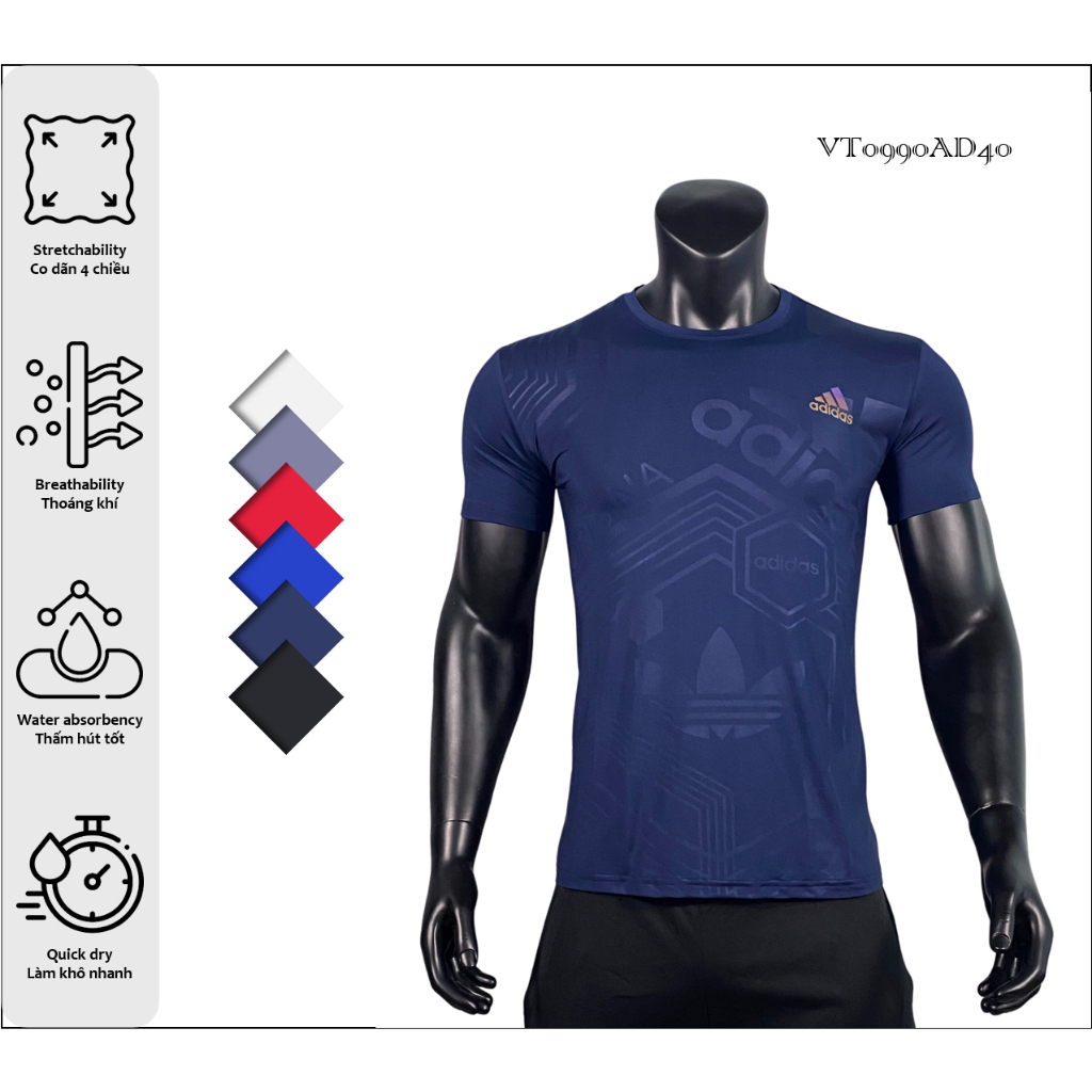 Áo thun thể thao, tập gym nam ADS phản quang chất đẹp