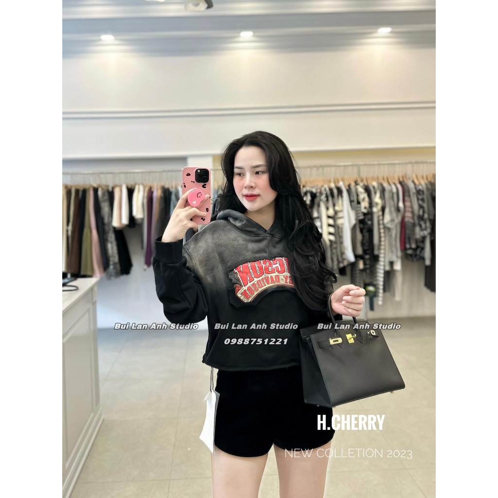 Áo hoodie croptop loang chữ Tucson QC