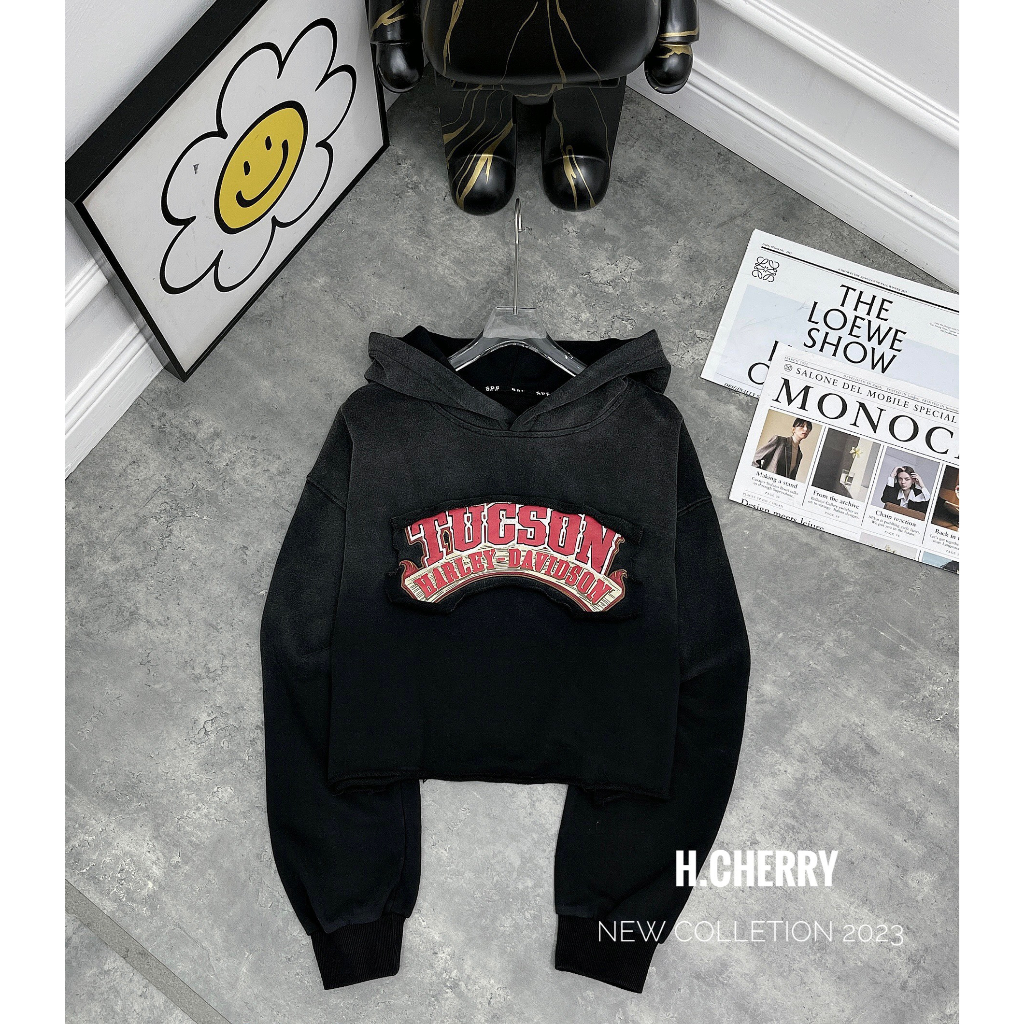 Áo hoodie croptop loang chữ Tucson QC