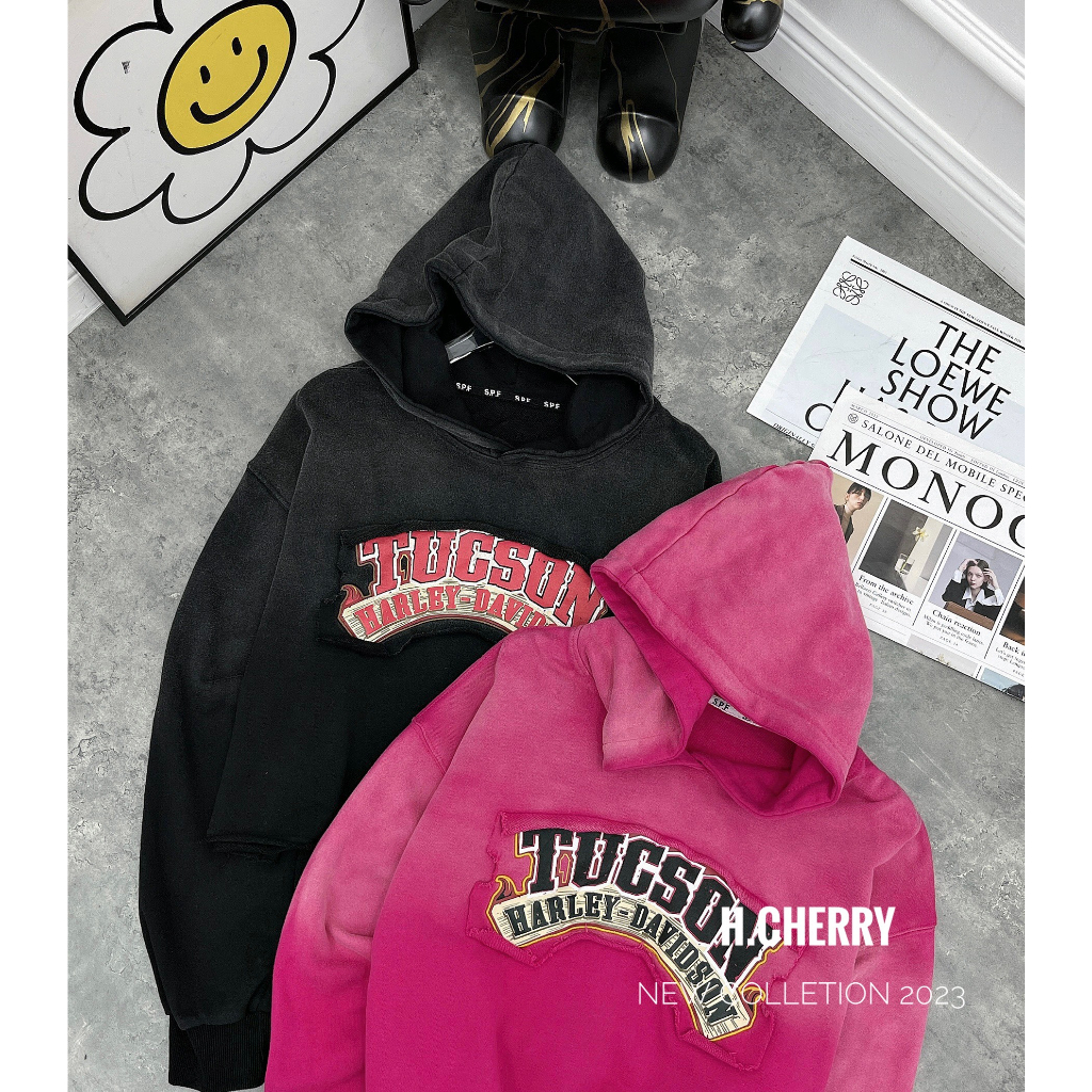 Áo hoodie croptop loang chữ Tucson QC