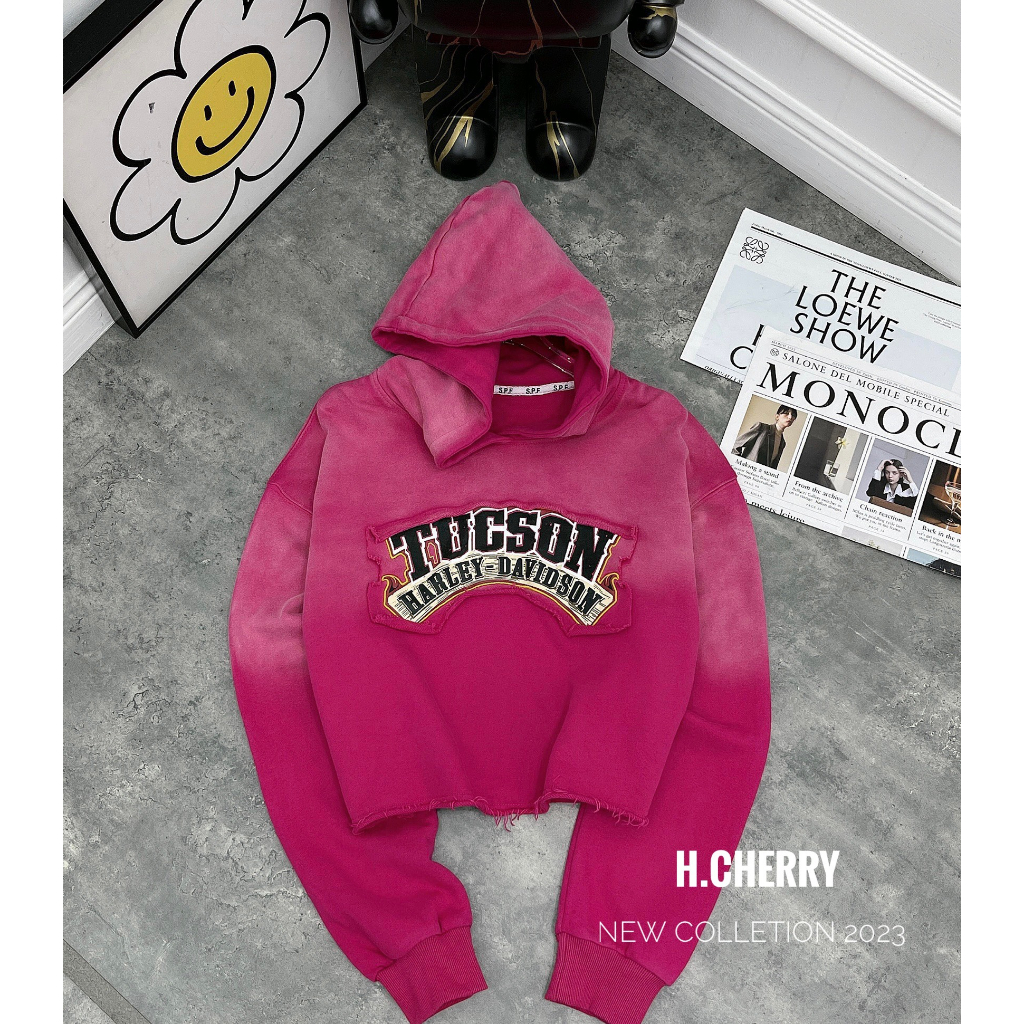 Áo hoodie croptop loang chữ Tucson QC