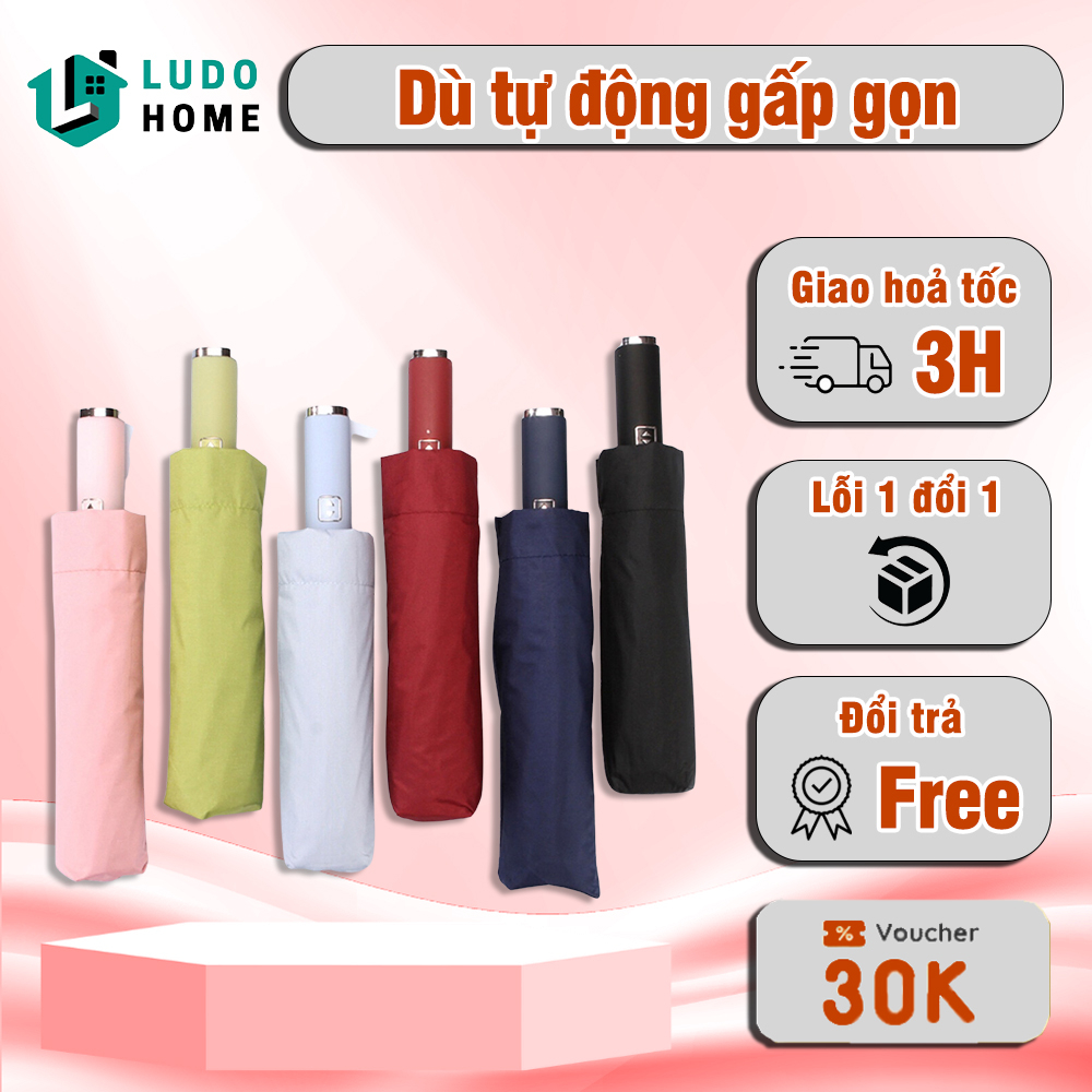 Dù Che Mưa Ô Che Mưa Nắng Cao Cấp Chống Tia UV Tự Động Gấp Gọn Chất Liệu Vải Không Thấm Nước