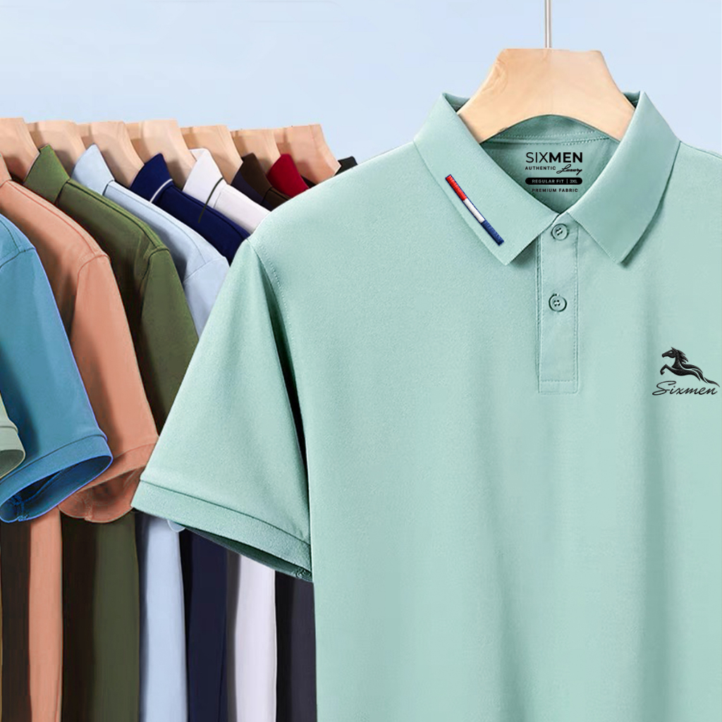 Áo Polo nam cao cấp cổ bẻ  SIXMEN Mã Đáo Thành Công - Polo vải cá sấu cotton CVC Thoáng mát