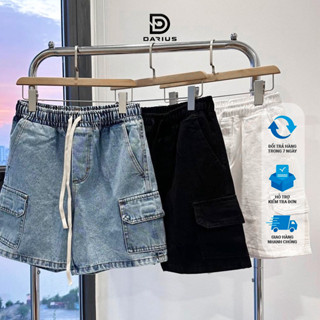 Quần Short ngắn SỌT đùi bò Jean Nam Túi hộp co dãn 4 chiều trơn thời trang Avocado