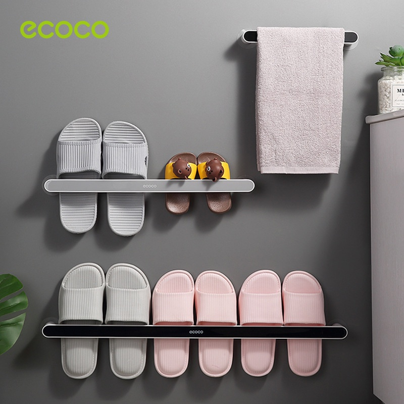 Kệ Để Giày Dép Thanh Nhựa Cài Dép Dán Tường Giá Móc Đồ Phơi Khăn Tắm ECOCO