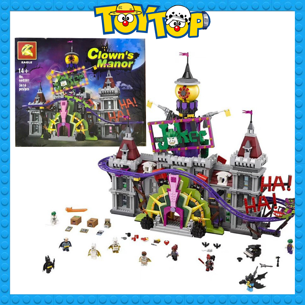 Đồ chơi lắp ráp ghép Batman người dơi căn cứ Joker Manor hang ổ của gã hề xếp hình Eagle 660301 mô phỏng 70922