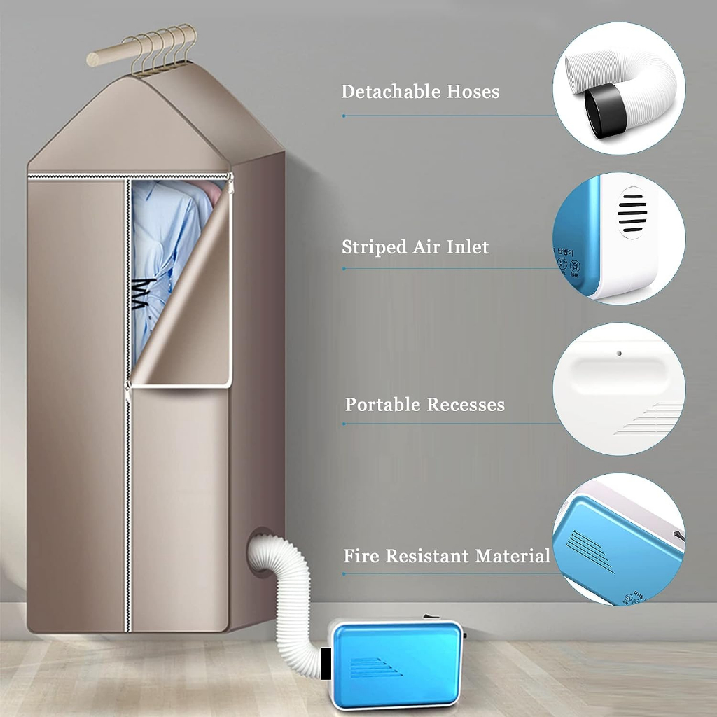 Máy Sấy Quần Áo Khử Mùi Kèm Tủ Vải Đa Năng - Máy Sấy Khô Giày Dép, Lông Thú Cưng,Giữ Ấm Giường Nệm Nhỏ Gọn Bền Bỉ VGD197