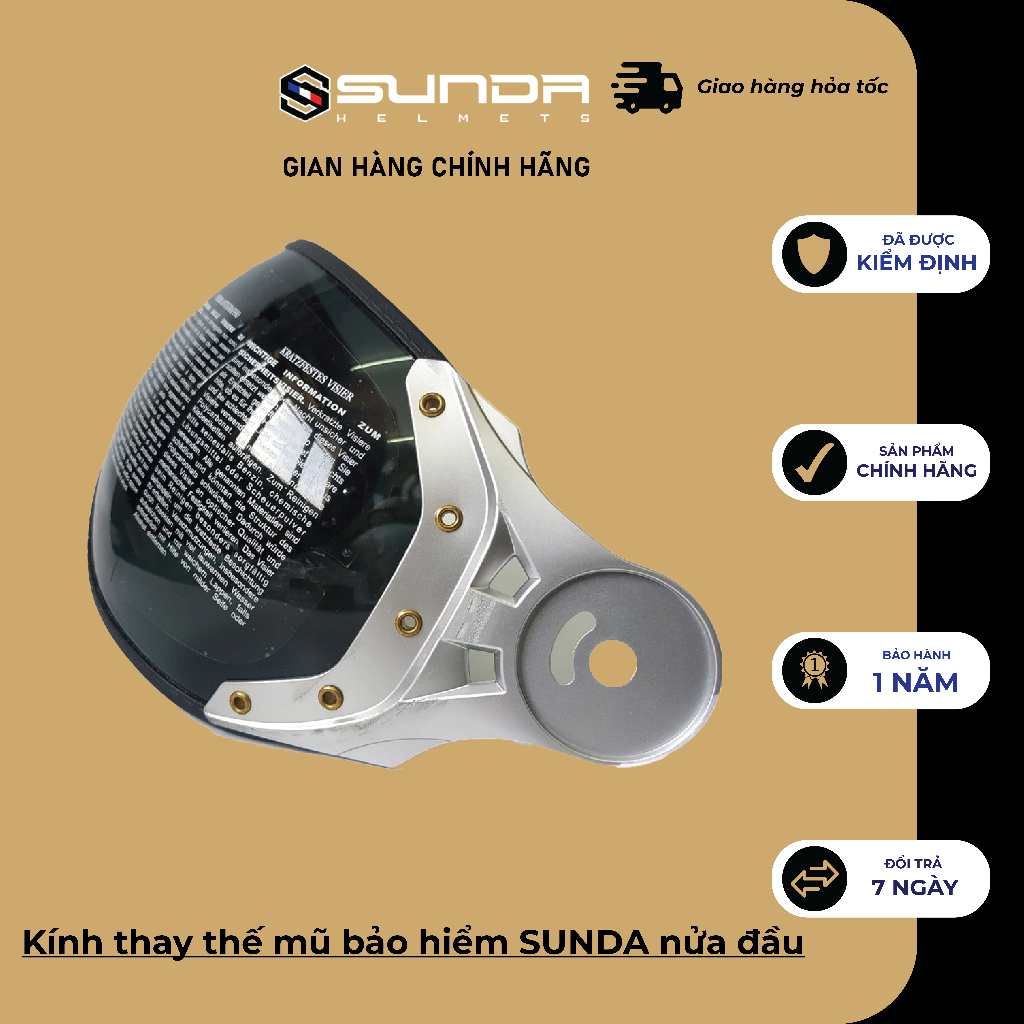 Kính thay thế mũ bảo hiểm Sunda nửa đầu