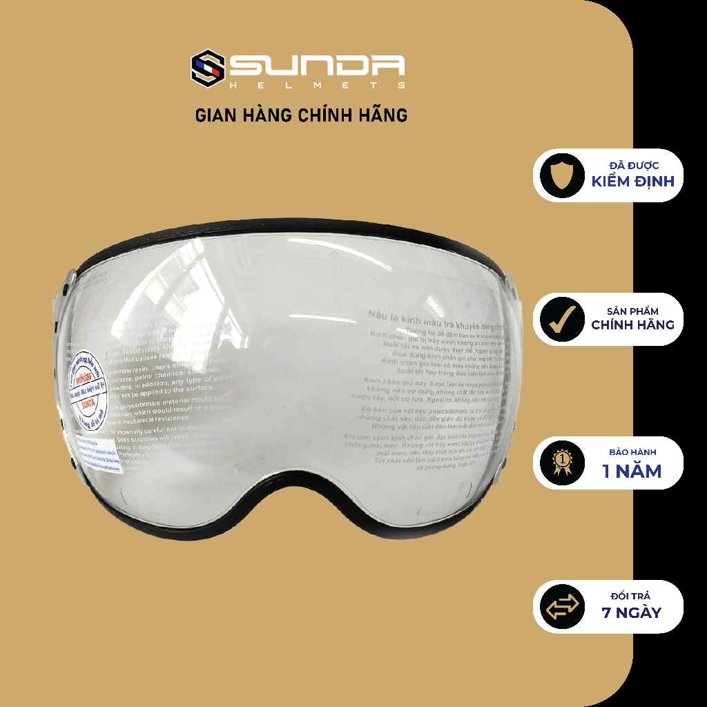 Kính thay thế mũ bảo hiểm Sunda nửa đầu
