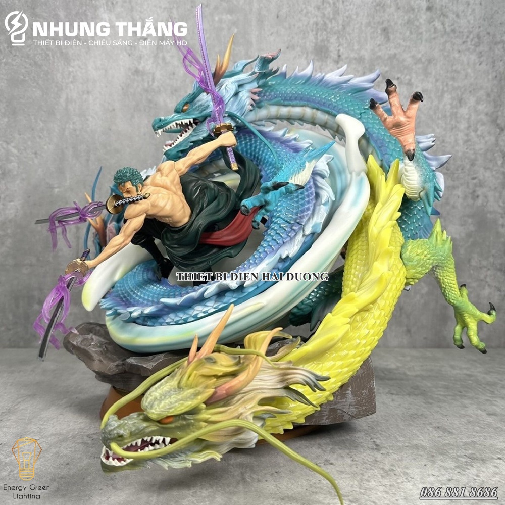 Mô Hình One Pice Zoro Tam Long Siêu Chất OP-002 - Cao 35cm - 2 Đầu Thay Thế - 3 Kiếm Hiệu Ứng