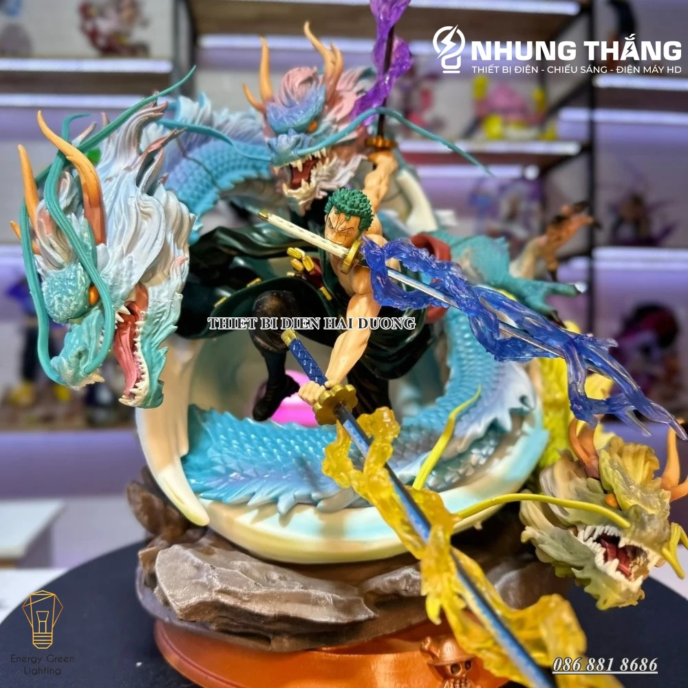 Mô Hình One Pice Zoro Tam Long Siêu Chất OP-002 - Cao 35cm - 2 Đầu Thay Thế - 3 Kiếm Hiệu Ứng